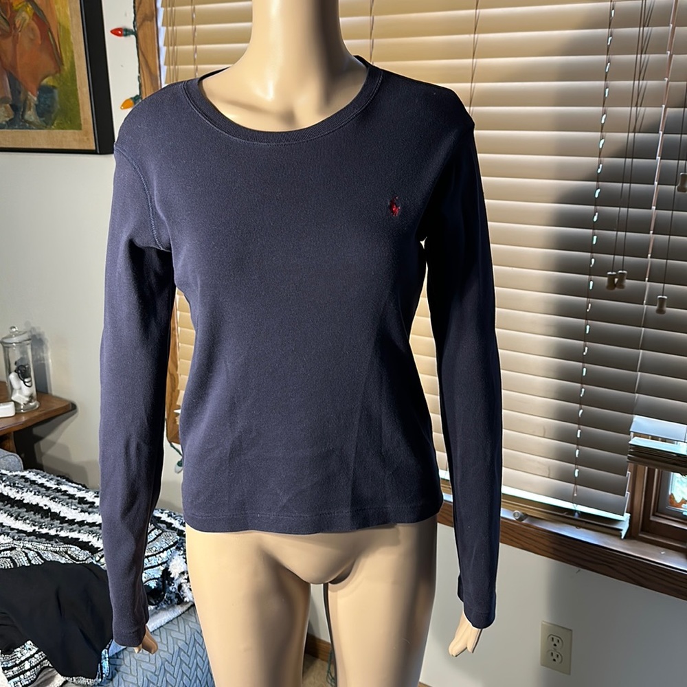 Ralph Lauren dark blue crew neck pullover long sleeve jersey shirt